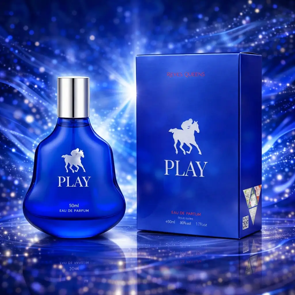Reyes Queens - Play Men 50ml. Parfum masculin aux notes fraîches et aromatiques, enrichi de cordes d'agrumes, de notes boisées et d'une base chaude et élégante.