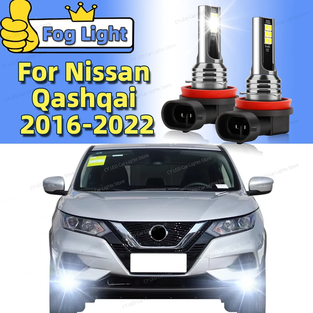 

6000K Front Fog Light 2pcs LED Bulb Accessories Lamp For Nissan Qashqai 2016 2017 2018 2019 2020 2021 2022 Plug and Play