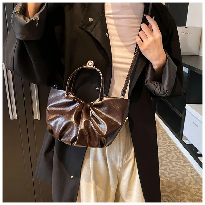 Bolso de mano plisado con anillo para mujer, bandolera de hombro, de lujo, 2024 bolsos cruzados sac longchamp bolsas de dama bolsa feminina