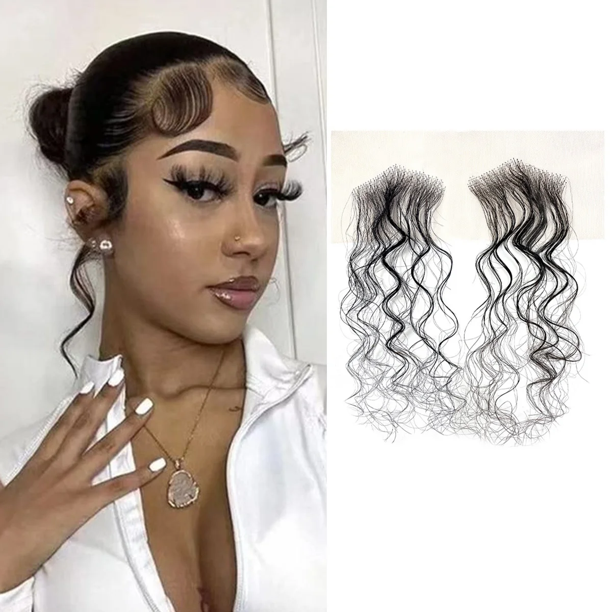 Real Human Hair Baby Bangs Fringe Hairline Patch For Women Lightweight Invisible Edge Filler Tape In Hairpiece Natural Black