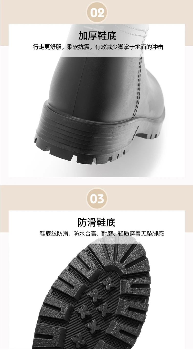 Damen-Regenstiefel mit Leopardenmuster, die bis zur Mitte der Wade reichen und rutschfest sind, einteilige, wasserdichte Gummistiefel aus PVC für den Außenbereich, Wasserschuhe zum Angeln, Regenstiefel für Gartenarbeiten, Wasserschuhe für den Garten. – Detail 6