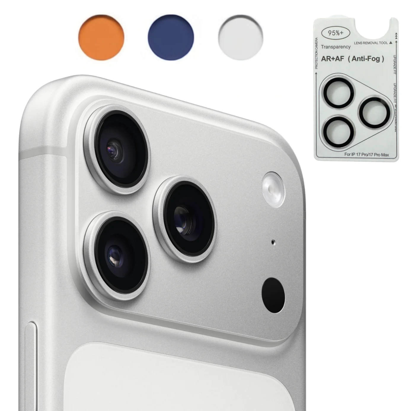 For Apple iPhone 17 Pro Max AR Anti-Fog Original Color Rear Camera Tempered Glass Protective Film Silvery Orange Grey Blue