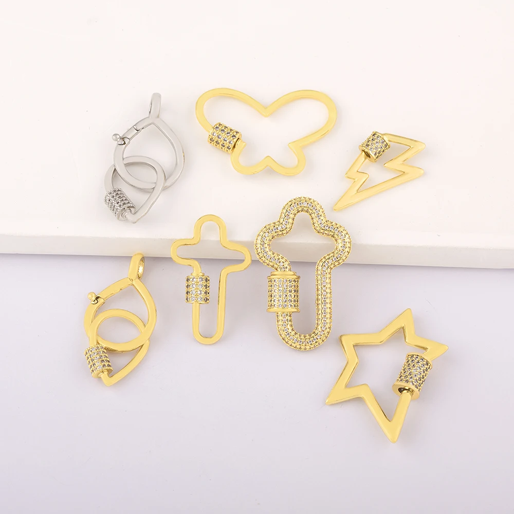 Star Lightning Heart Cross Shape Carabiner Lock Connector Keychain Handmade Pendant DIY Neckalce Bracelet Earrings Accessories