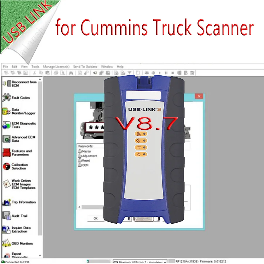 2024 USB LINK 2 for CMSEngine Truck Site v8.9 Scanner Heavy Duty Diagnostic Tool