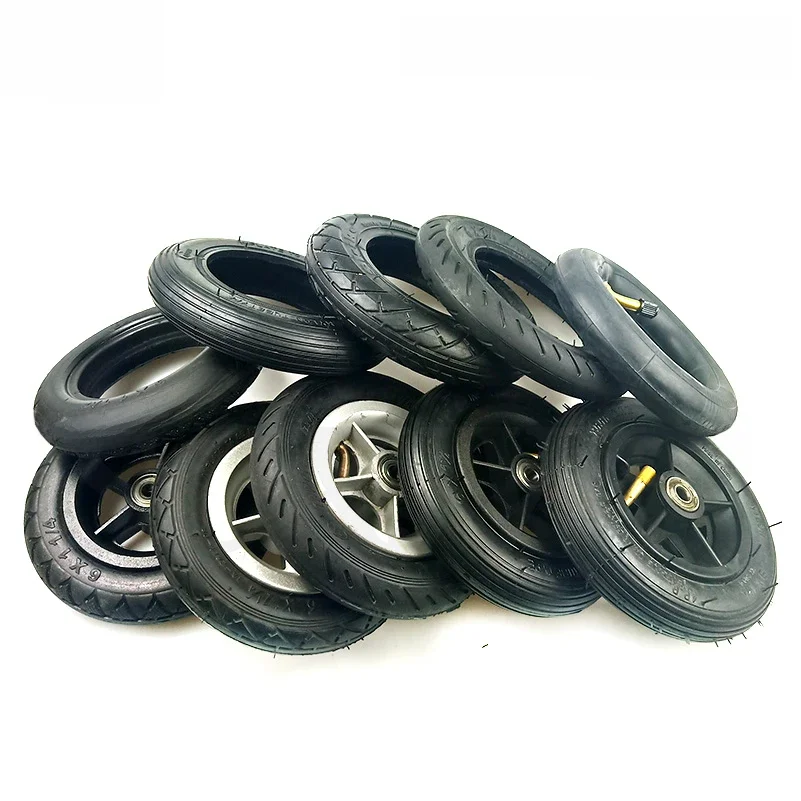 Pneu de roue de scooter avec chambre à air de moyeu, pneu électrique de moto pneumatique et solide, 6 pouces, 1/4mm, 6x1, 150
