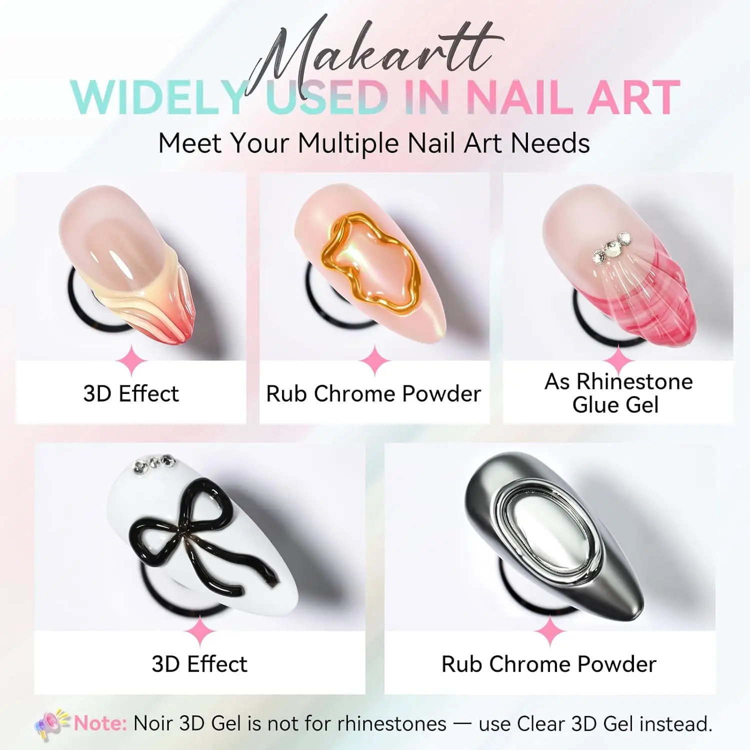جل أظافر Makartt ثلاثي الأبعاد - جل نحت شفاف ونور لتصاميم الأظافر المنقوشة بنفسك - لا يمسح غراء أظافر أنبوبي سهل الضغط #2