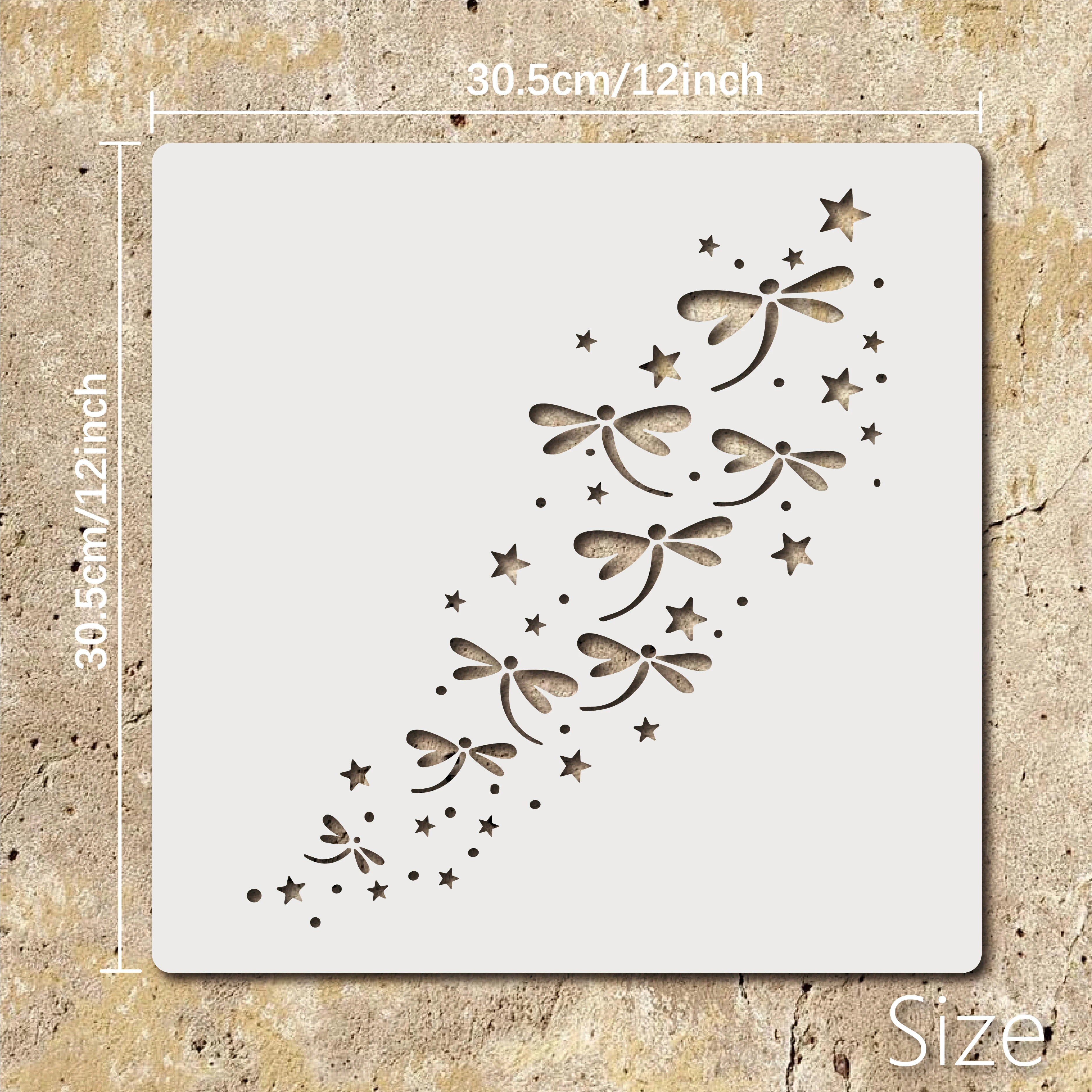 4PCS 11.8inch Reusable Stencils Set for Wall Painting, DIY Craft, Scrapbooking – Butterfly, Heart, Dragonfly, Fish Patterns