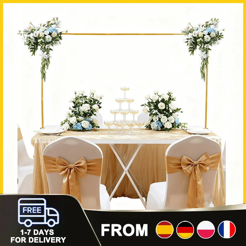 Support d'arche de ballons en métal doré réglable, arche de table et cadre de toile de fond rond, réutilisable pour la décoration de fêtes et de mariages