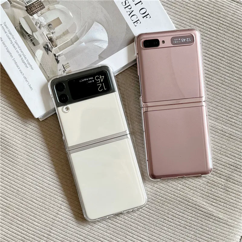 Original For Samsung Galaxy Z Flip 4 3 2 5G Z Flip4 Zflip4 Zflip3 flip2 Clear Back Cover Phone Clear Case Luxury transparent