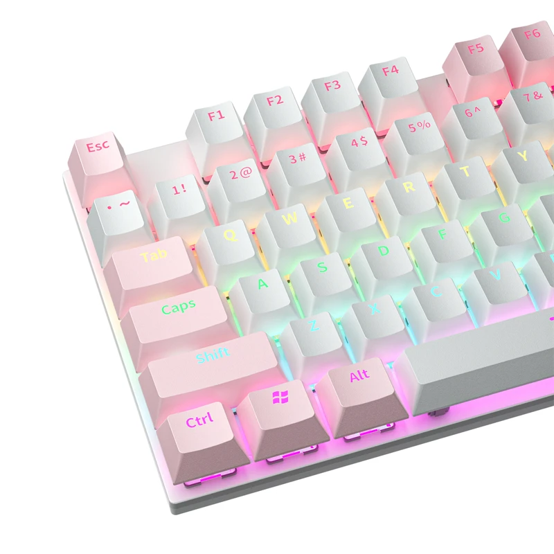 Imagem -03 - Zifiend Ky300 Teclado Mecânico 104 Teclas com Fio Arco-íris Rgb Backlight Computador Jogo Escritório Interruptor Marrom Branco Rosa