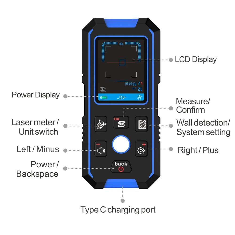 NOYAFA Wall Detector New Design Positioning Hole AC Wire Metal Wood Stud Distance Meter Tool