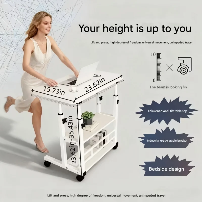 

Офисный компьютерный стол, стол для ноутбука, рабочий стол, многофункциональный складной стол на колесиках, регулируемый по высоте и...