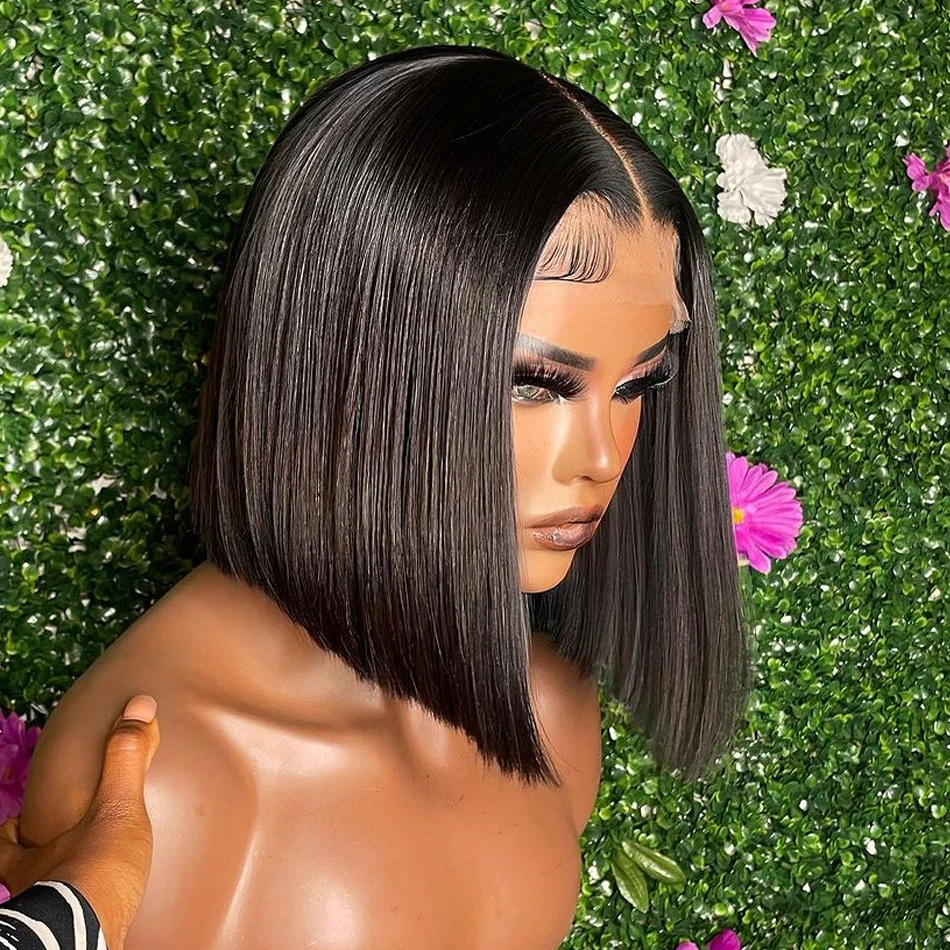 

13x4 Straight Short Bob Wig Transparent Lace Front Human Hair Wigs Remy Hair Lace Frontal Bob Wig 4x4 Lace For Black Women