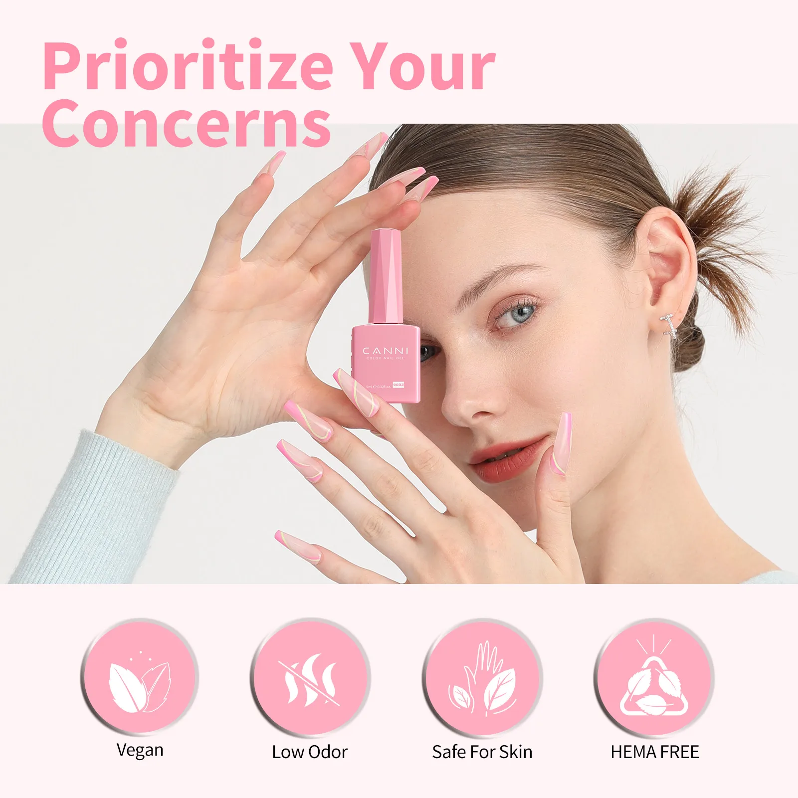 CANNI Nagelgellack HEMA FREE TPO FREE Sommerfarben Semi Permanent Soak Off UV LED Selbstnivellierender Gel-Lack mit großer Abdeckung – Detail 8