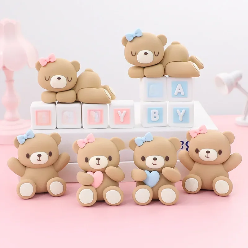 Décoration de gâteau d'anniversaire ours rose bleu, garçon et fille, joyeux 1er anniversaire, fête prénatale, fête à thème ours, révèle du sexe