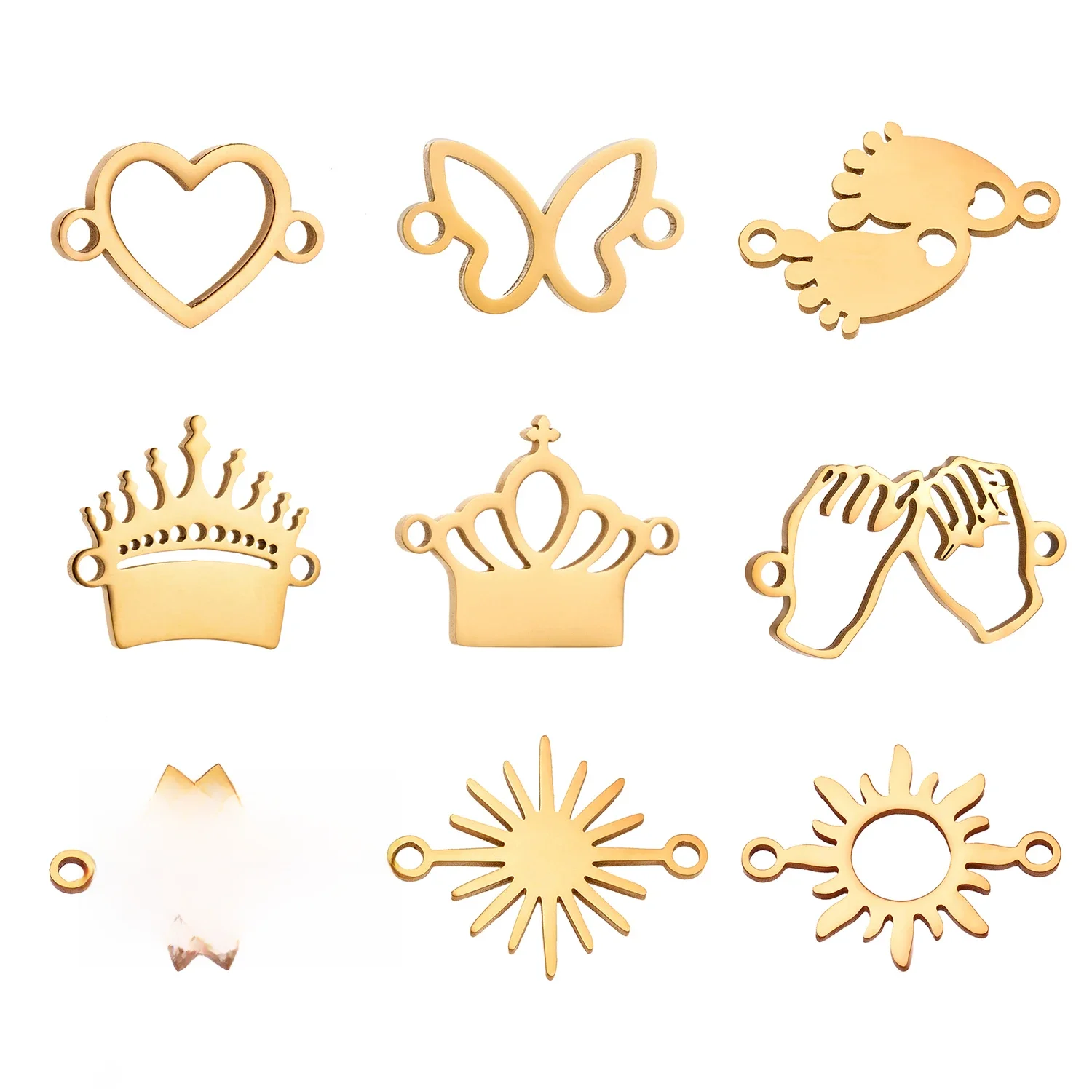 5 stks/partij Rvs Crown Charms & Zon Bloem Hanger Connector Voor DIY Ketting Oorbellen Armband Sieraden Maken Benodigdheden - afbeelding 2