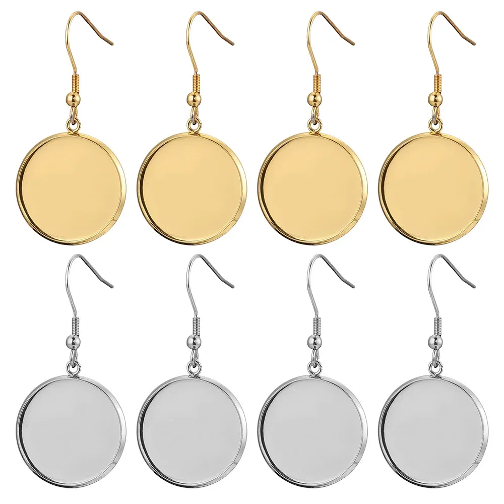 20szt Lot Złote kolczyki ze stali nierdzewnej Hak Cabochon Pusta podstawa 6 8 10 12 14 16 18 20 25 30mm Żywica szklana DIY Biżuteria — zdjęcie 2