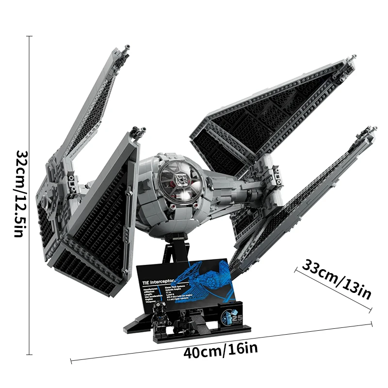 1931pcs Spaceship TIE Interceptors Building Blocks Modified Imperial Fighters Model DIY Assembly Bricks Toys Gift 75382