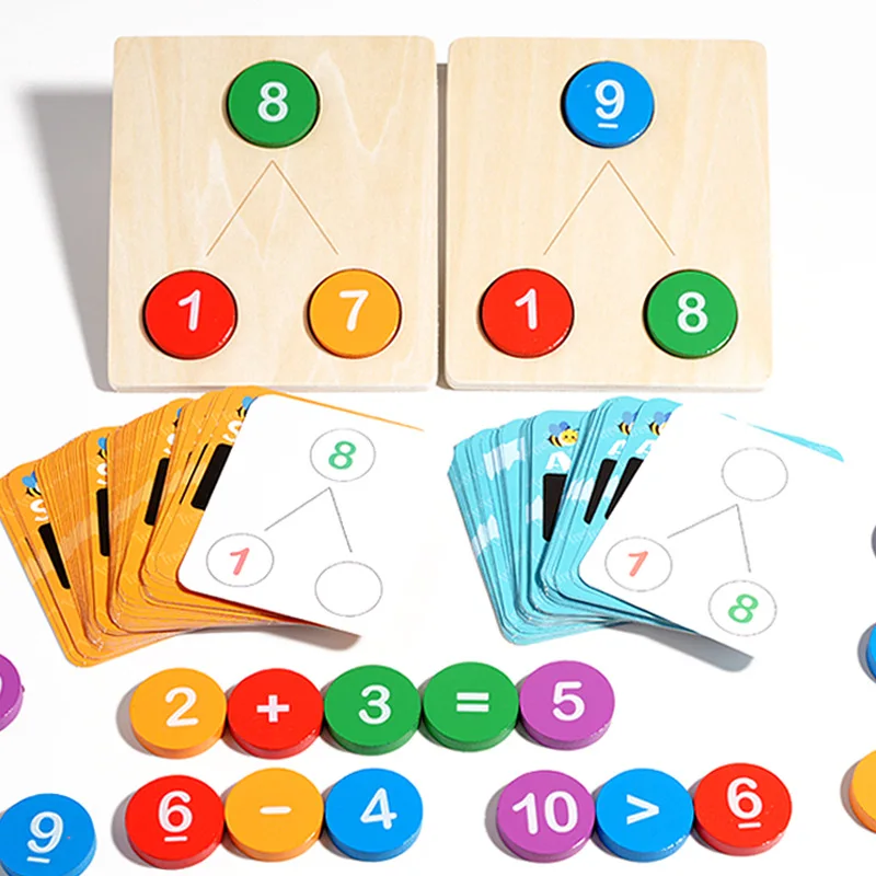 Kids Math Early Education Teaching Aids Wooden Digital Decomposition Arithmetic Montessori Toy Number Cognition Counting Toys