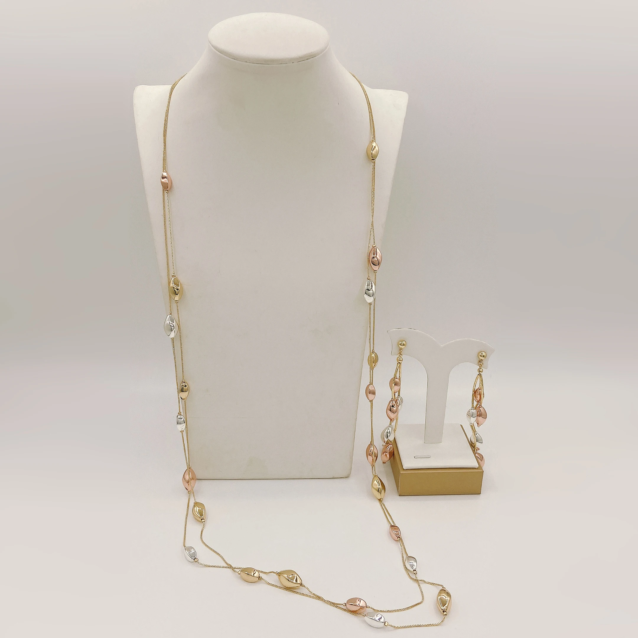 Yulaili Long Chain Necklace Earrings Jewelry Sets for Women Gold Plated Jewel Wedding Daily Luxury Wear Naija Dubai Jewelry