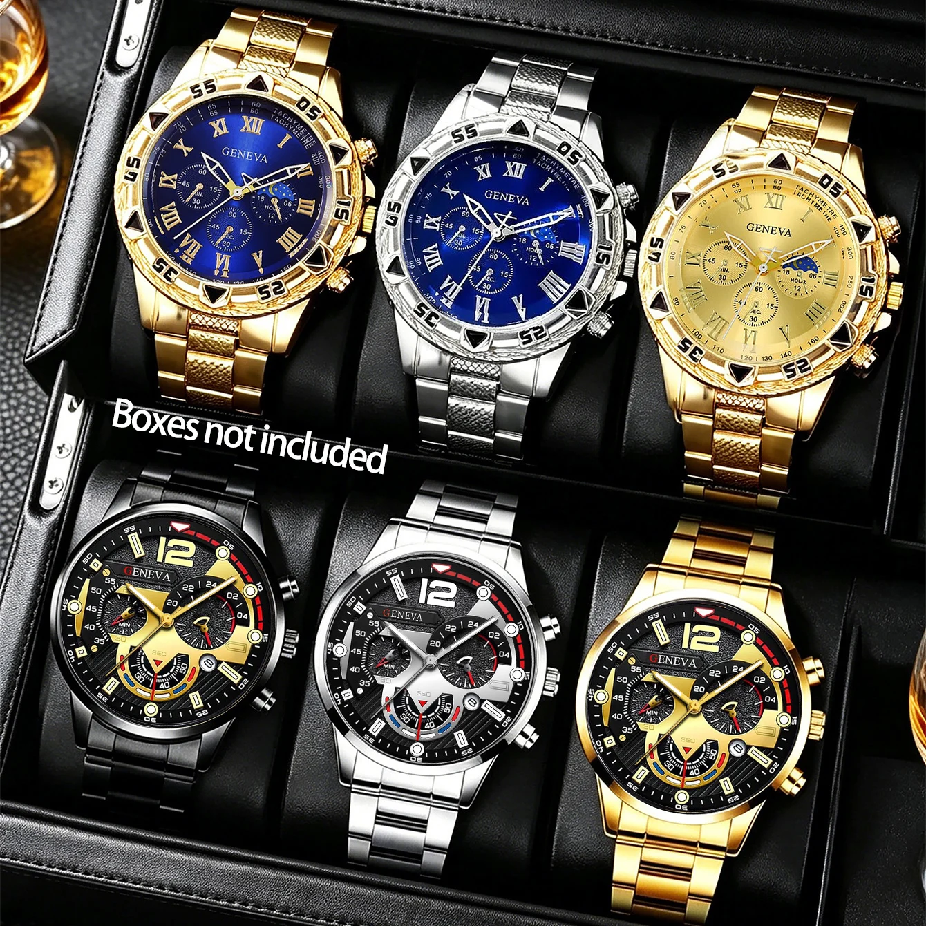 6-Piece Fashionable Men's Quartz Watch Set, Casual and Versatile, Suitable for Various Occasions Such as Holidays, Business Trips, and Parties A Suitable Choice as a Gift