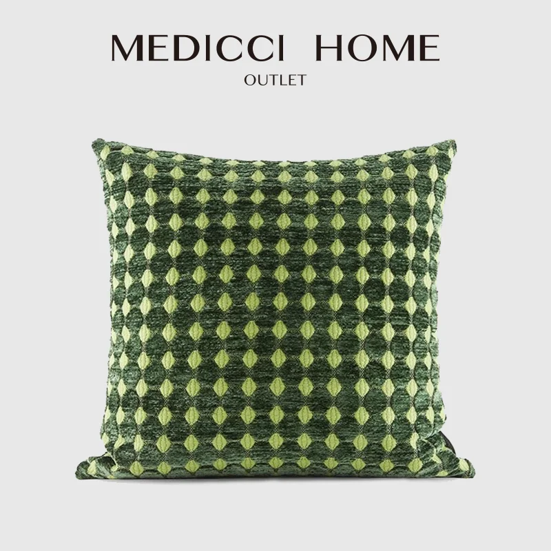 Medicci casa verde esmeralda mod fretwork corte veludo capa de almofada luxo retro chenille caso ideal para misturar e combinar