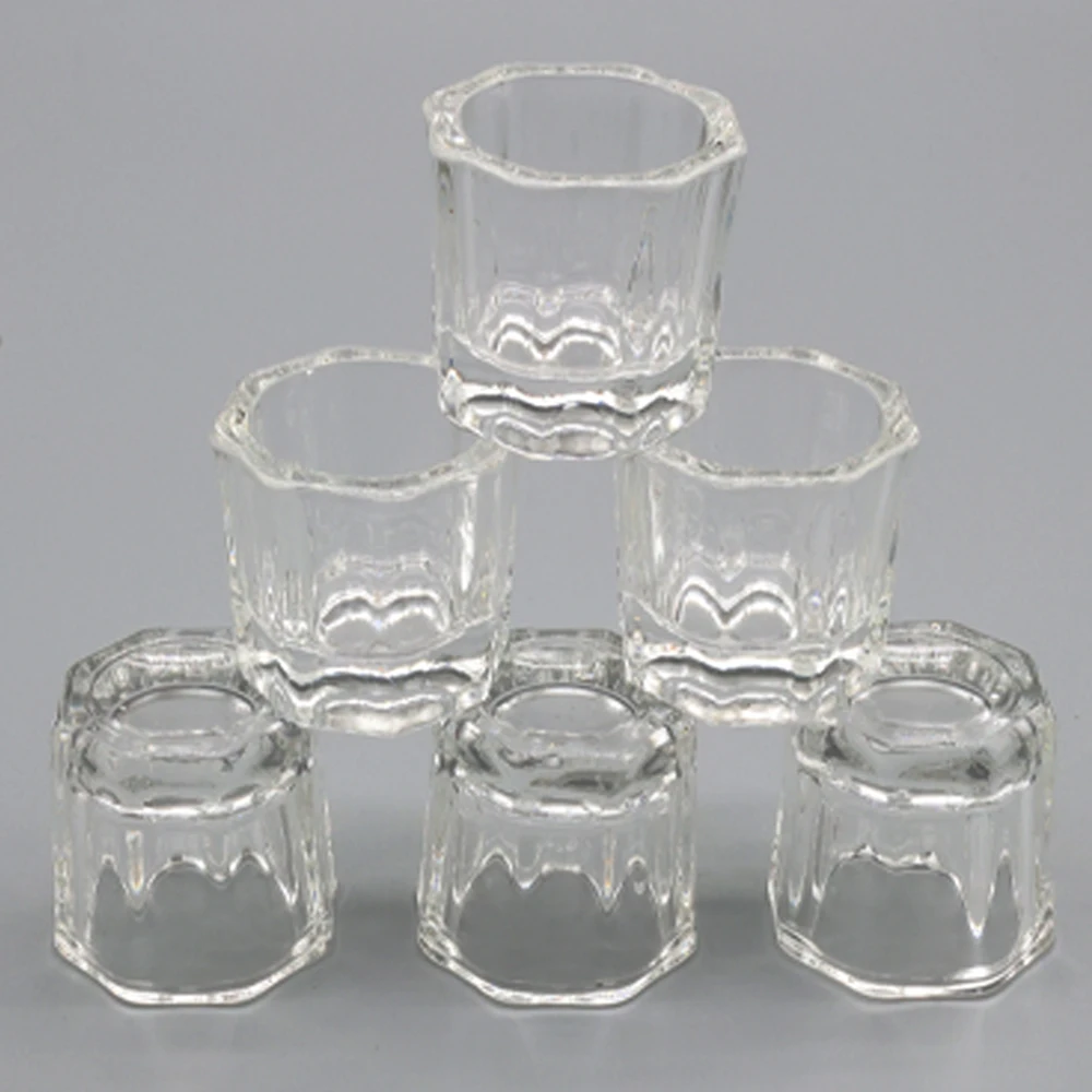 Vasos de vidrio octogonales para laboratorio de odontología, contenedor para polvo líquido, herramientas de dentista, 1 unidad