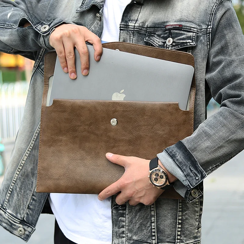 Etui na (MacBook Mac Book iPad) Air M1 M2 Pro 13 3 13.6 14 2 12 9 Inch Cover Bag Leather Men's Folder 2022 2021 2020 — zdjęcie produktu 7