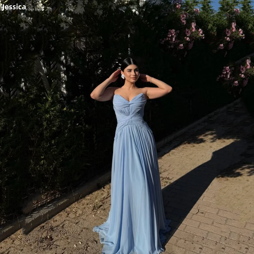 

Jessica Chiffon Pleats Evening Dresses Formal Occasions Prom Dresses Off-the-shoulder A-line Women Vestidos De Gala Customized