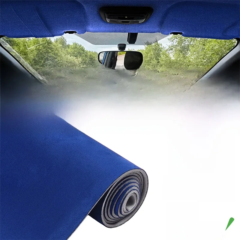 UXCELL 150G Tkanina podsufitki do samochodu ciężarowego RV SUV łódź motoryzacyjna wykończenie wnętrza DIY naprawa dachu wymiana tkaniny zamszowej niebieski — zdjęcie 2