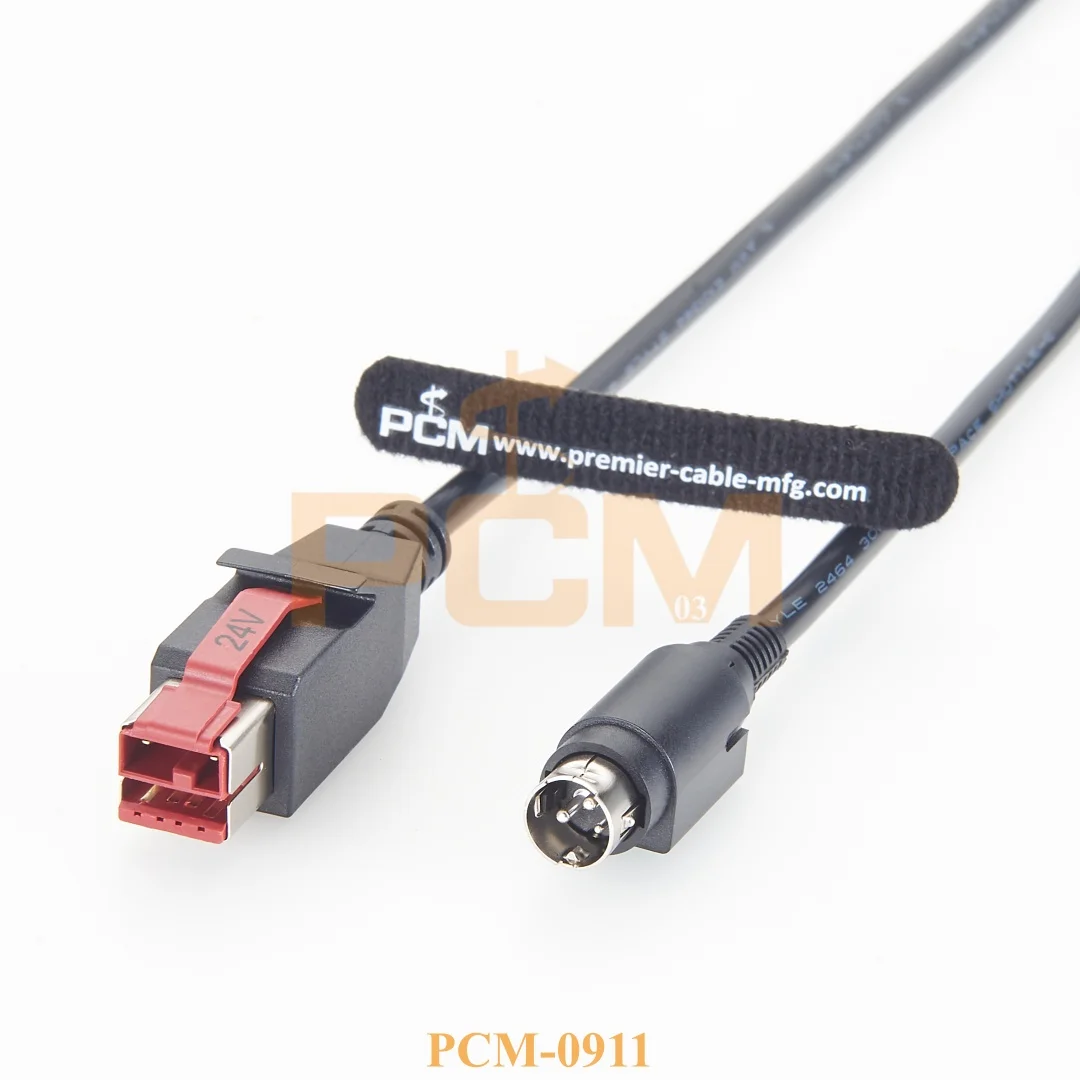 24V PoweredUSB to Hosiden 3Pin Power Din Male Plug Adapter Connector Cable Cord for POS System IBM Scanner Printer Speaker