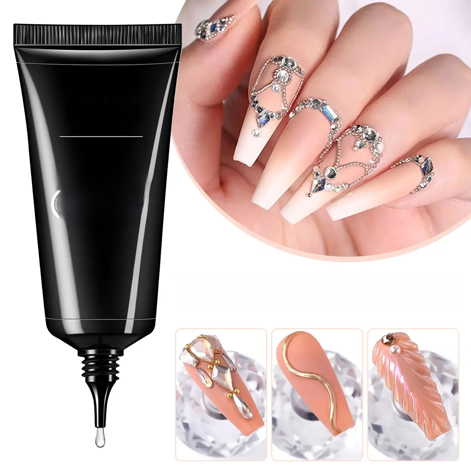30g nagel strass lijm voor nagels supersterke gel nagellijm voor nagel charme 3D nagels bling gel decoratie gem nail art diamanten - afbeelding 2