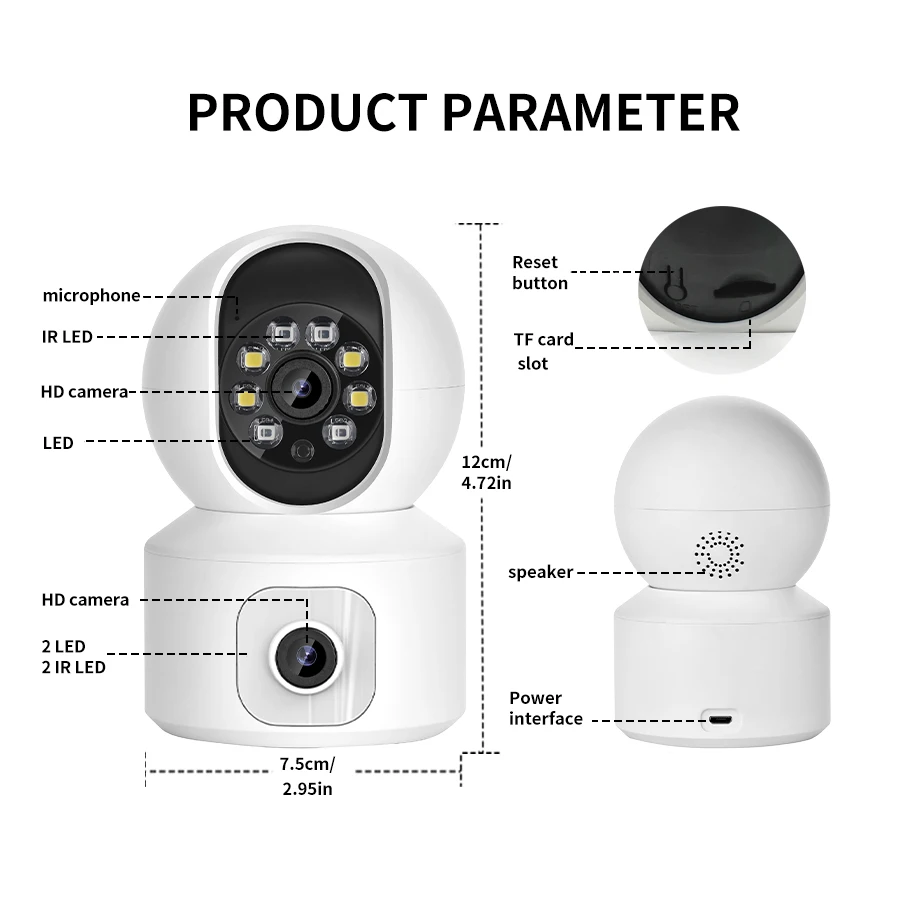 Monitor de seguridad inteligente para interiores, minicámara IP PTZ, seguimiento automático, ICSEE, 2K, 4MP, 2,4g, wifi