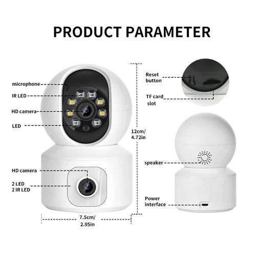 Imagen 2 del producto 2K 4MP protección de seguridad inteligente monitoreo inalámbrico interior bebé mascota Monitor 2,4Gwifi Mini cámara IP PTZ seguimiento automático ICSEE