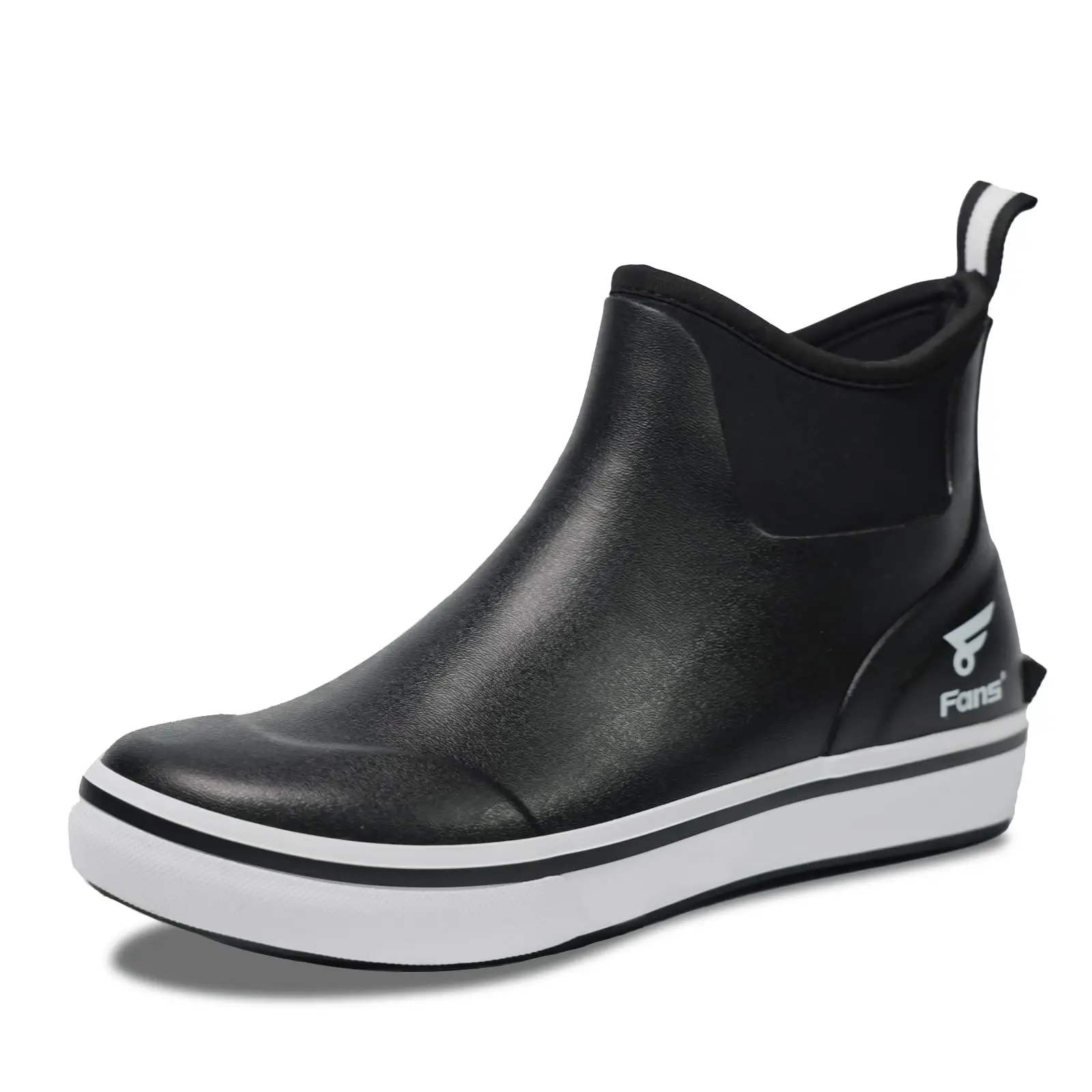 

8 Fans Mens Deck Boots, Waterproof Rubber Rain Boots, Anti-slip Fishing Booties, Short Ankle Shoes for Boating, Outdoor, Size 7-