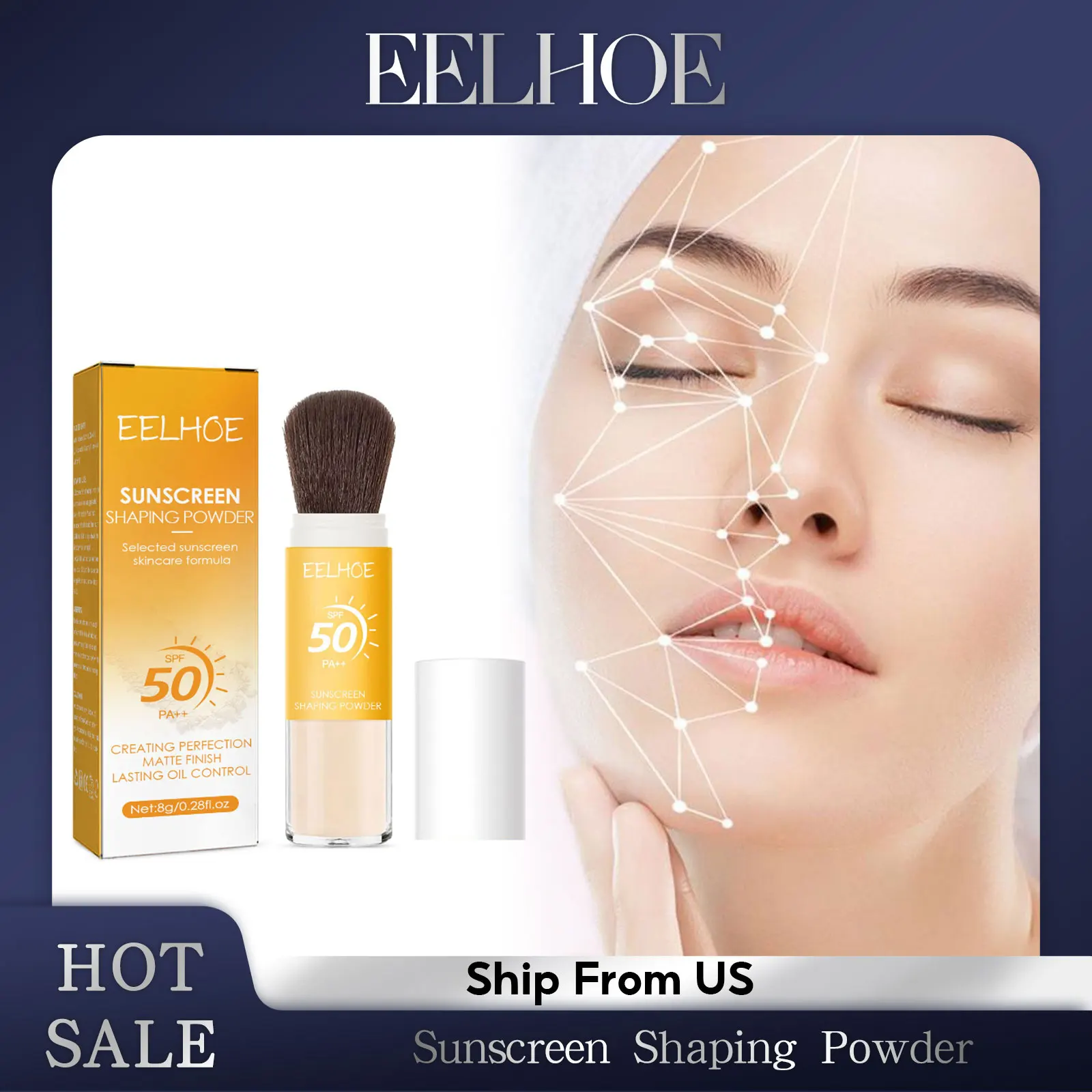 Sunscreen Shaping Powder Lightweight Breathable Makeup Setting Powder Long-Lasting Smear-Proof for Oil Control Sweat Resistance