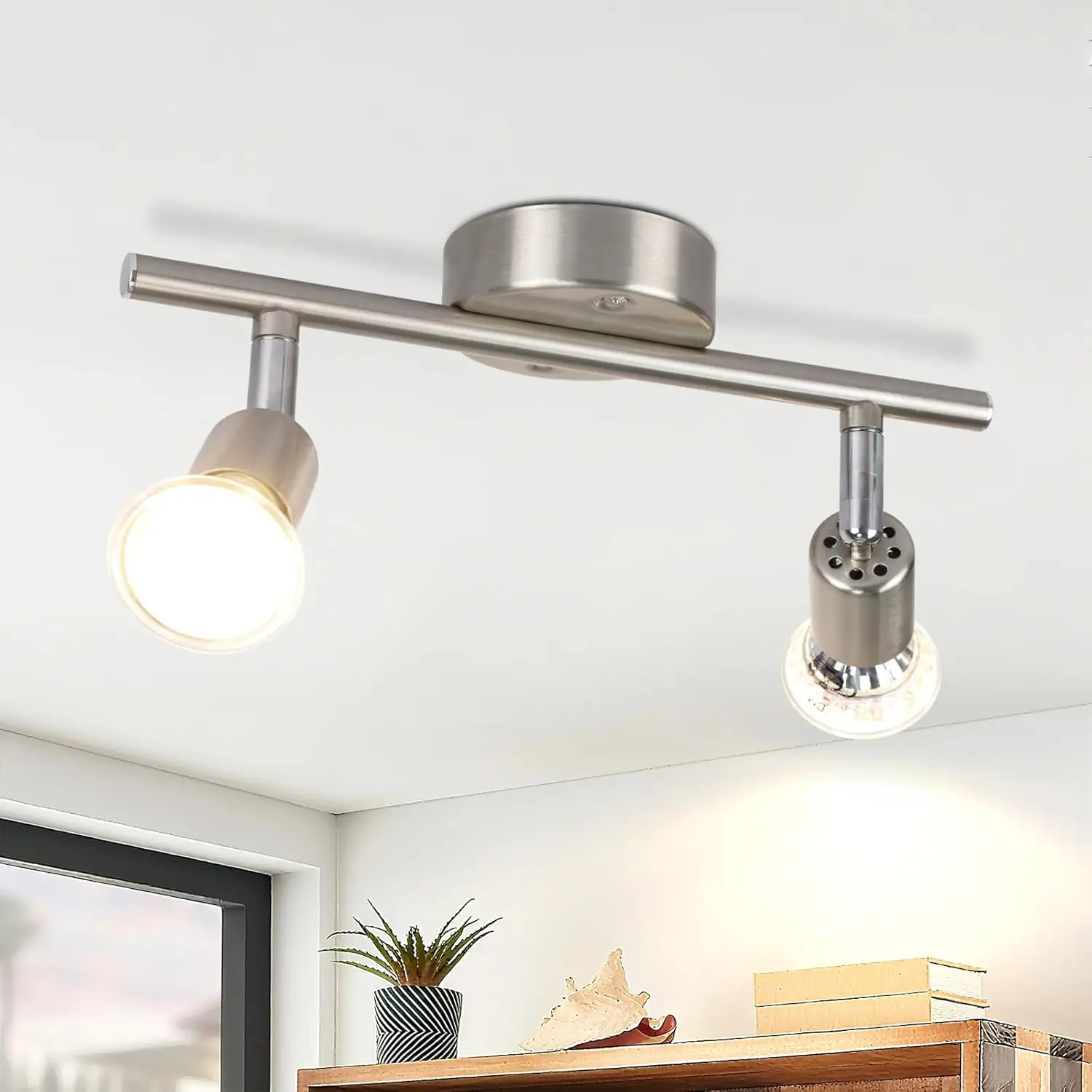 LED Deckenstrahler 2 Flammig Deckenleuchte: 6W GU10 Modern 350° Schwenkbar Deckenlampe Spot 3000K Warmweiß Strahler Spotlight Decke Innen Deckenstrahl für Küche Wohnzimmer Schlafzimmer
