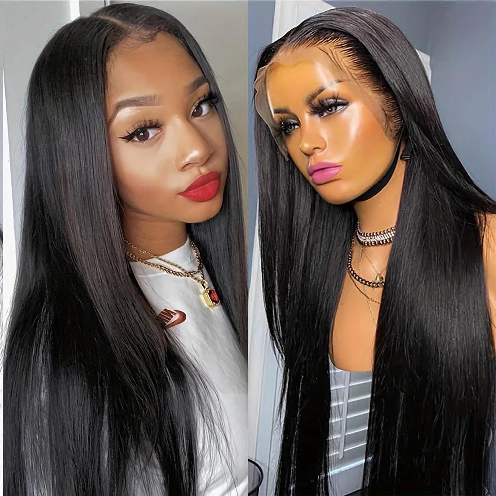 Straight Lace Wig Human Hair Pre Plucked HD Transparent Lace Frontal Wig 16-36 Inch Straight Lace Front Human Hair Wigs