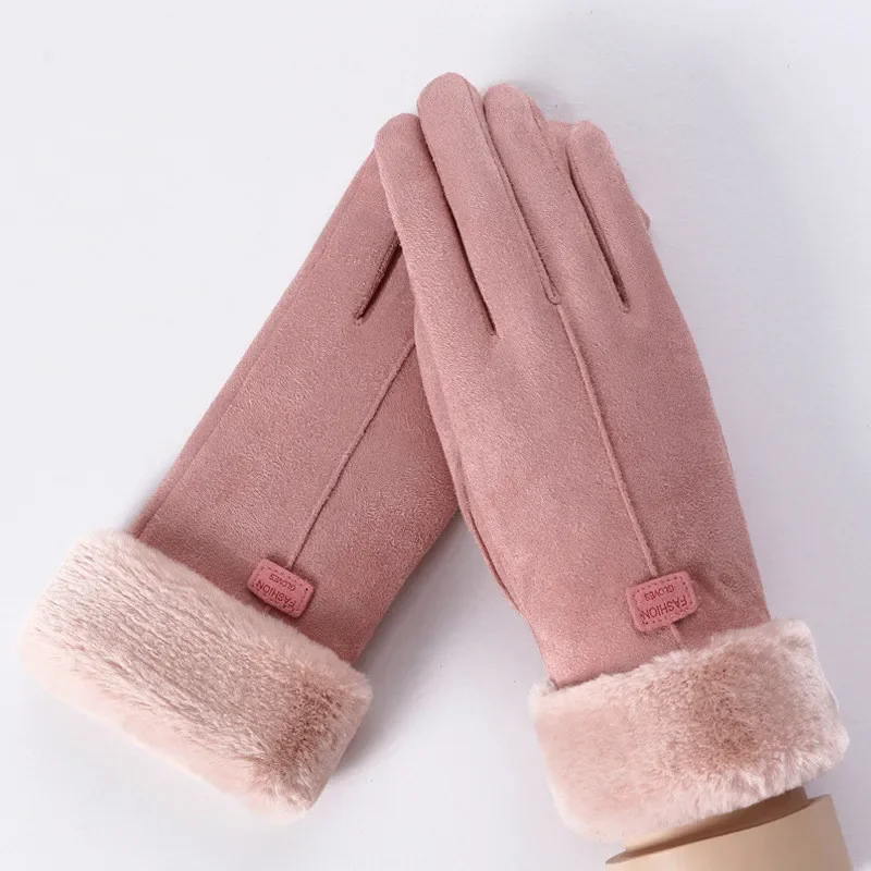 AliExpress Bigsweety Women Touch Screen Gloves Elegant Full Finger Mittens Autumn Winter Warm Cashmere Cycling Drive Suede Fabric Windproof Gloves