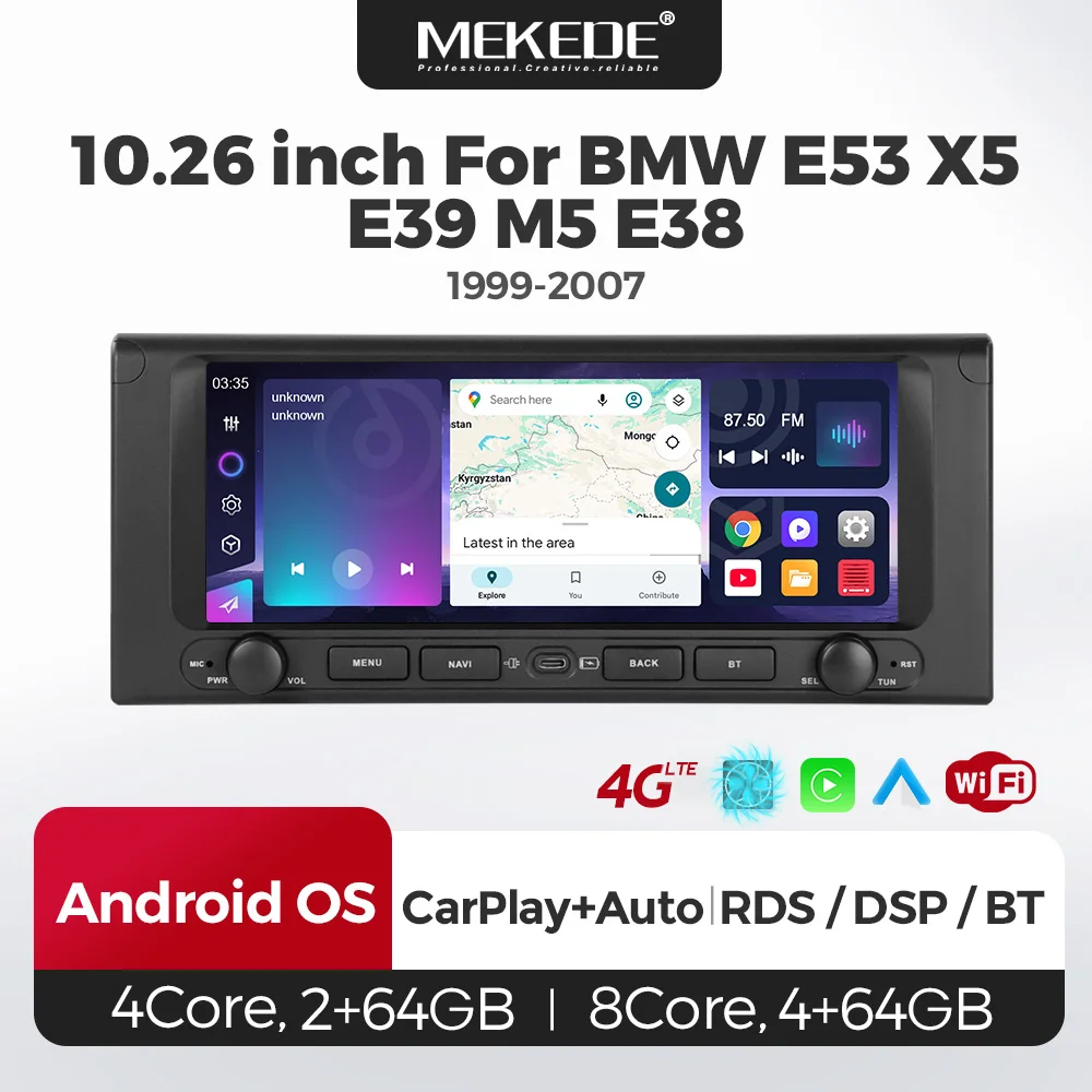 MEKEDE Auto-Multimedia-Android-Intelligentes System für BMW X5 E38 E39 E53 10,26-Zoll-Display GPS Autoradio Carplay DSP 4G LTE