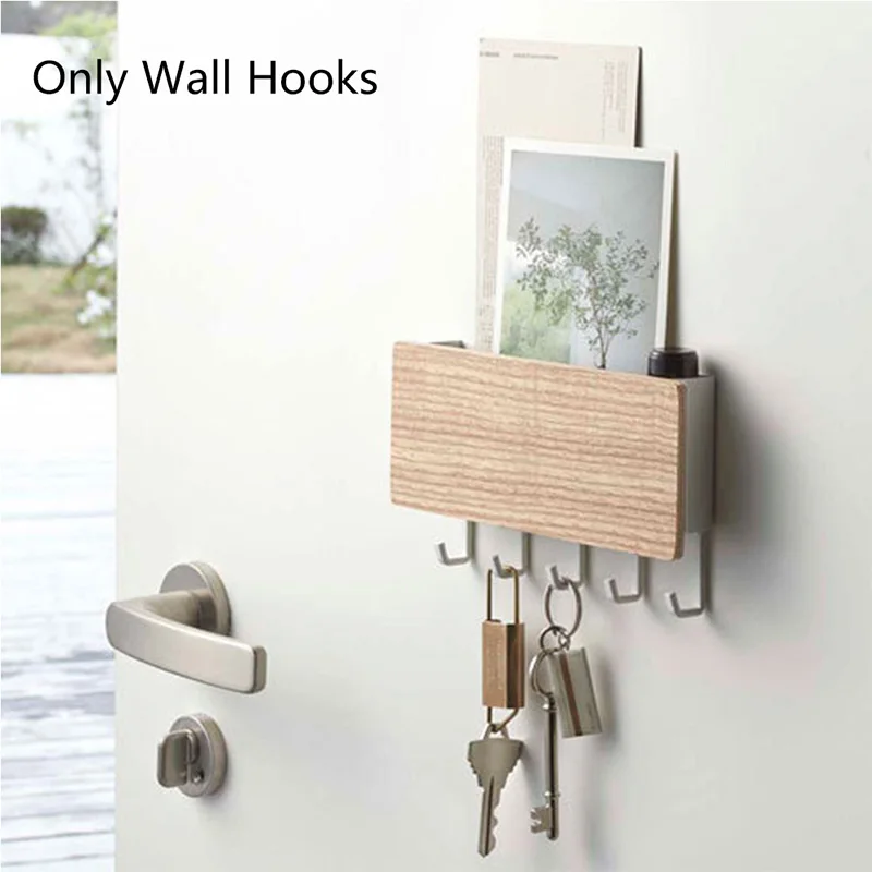 1PCS Wall Hanging Bamboo Key Hanger Holder Wall Organizer Rectangle Key Rack Hooks Coat Hooks Home Decoration Coat Hanger