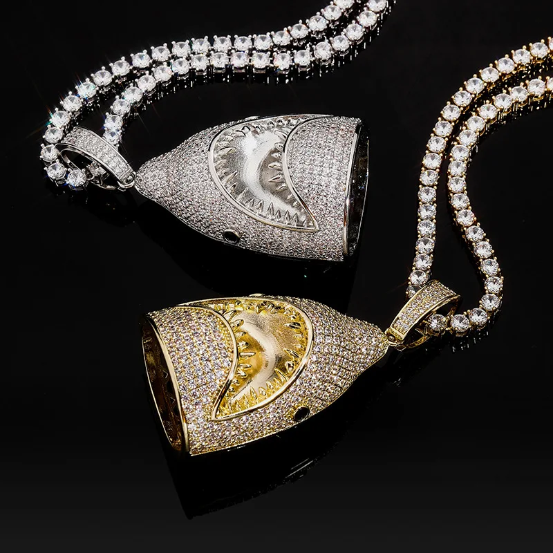 

Роскошный латунный позолоченный кулон в виде акулы с полным лабораторным бриллиантом в стиле хип-хоп, изысканное ожерелье с подвеской в виде животного, ювелирные изделия для мужчин и женщин, подарки