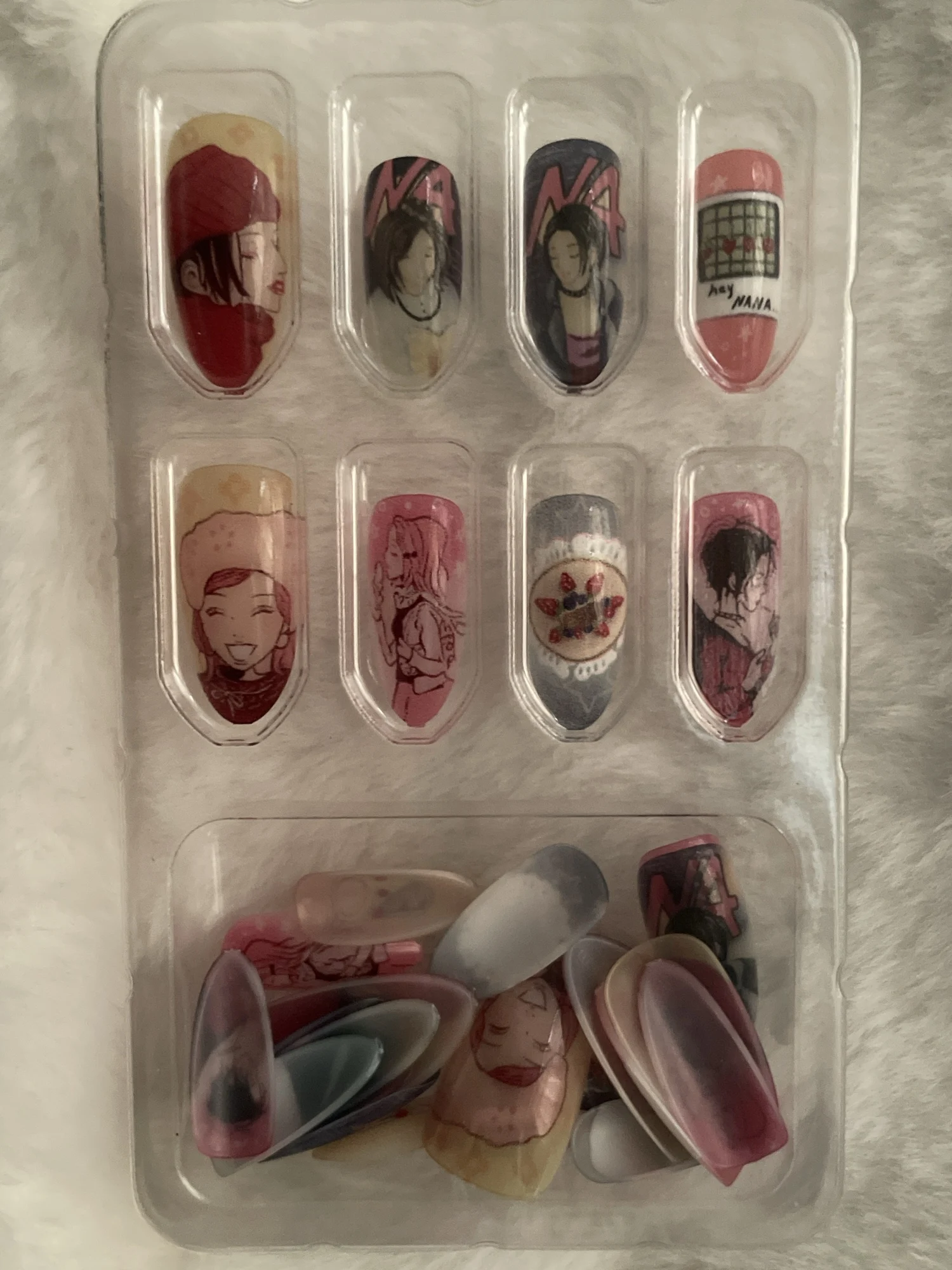 24pcs Anime Pattern Nails Tips Colorful Almond Press on Nails Art Ornament for Girls Wearable Cute False Nails Set Fake Nails photo review