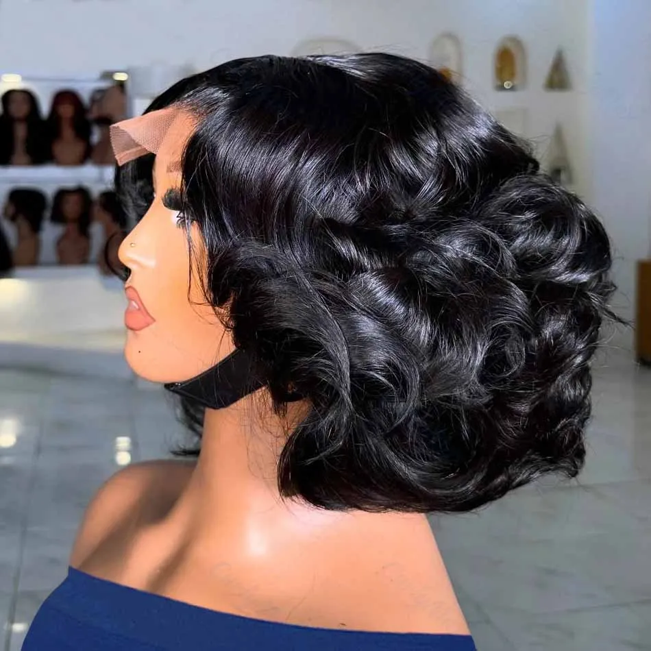 

Loose Wave Short Bob Wig Human Hair Invisible Lace Wigs13x4 Lace Wig Virgin 4x4 Lace Front Wigs Body Wave For Black Women