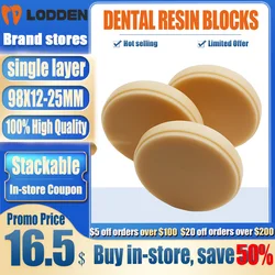 LODDEN dental PMMA single-layer 98mm, suitable for dental laboratory crowns, bridges, and dental model materials, resin disc.