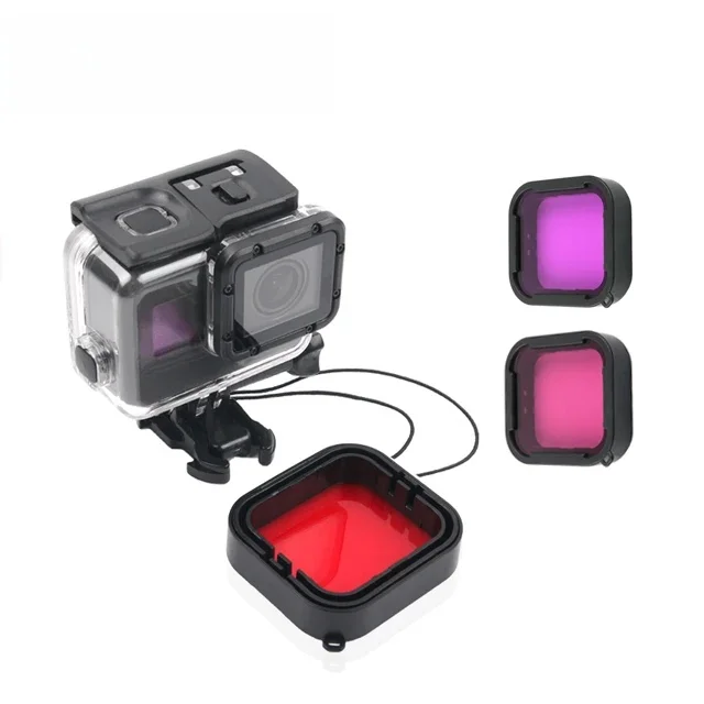 Filtr nurkowy do Gopro Oryginalna wodoodporna obudowa podwodna Filtry nurkowe Czerwony Różowy Do Go Gro Hero 5 6 7 Czarny Akcesorium — zdjęcie 2