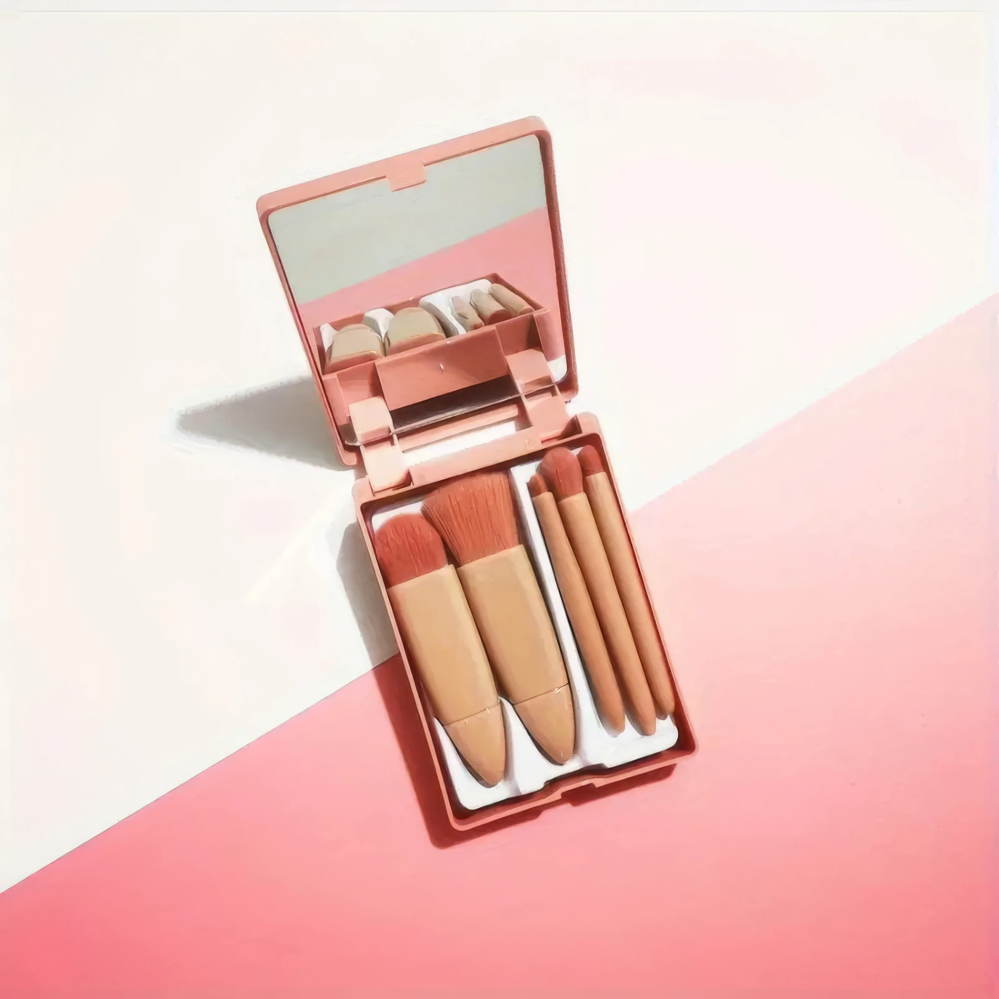 1 Set Mini-Make-up-Pinsel, ausgestattet mit Puder-Rouge-Pinsel und Lidschattenpinsel, geeignet für das tägliche Make-up