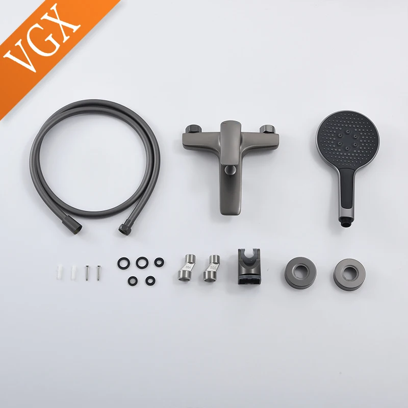 VGX Simple Bathroom Shower System Set Bathtub Faucets Set Bath Water Taps Shower Diverter Single Handle Tub Mixer Shower Crane