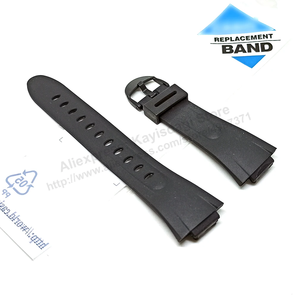 15mm Black Rubber Watch Band / Strap Compatible for Casio W-42H , W-43H , W-42 , W-43