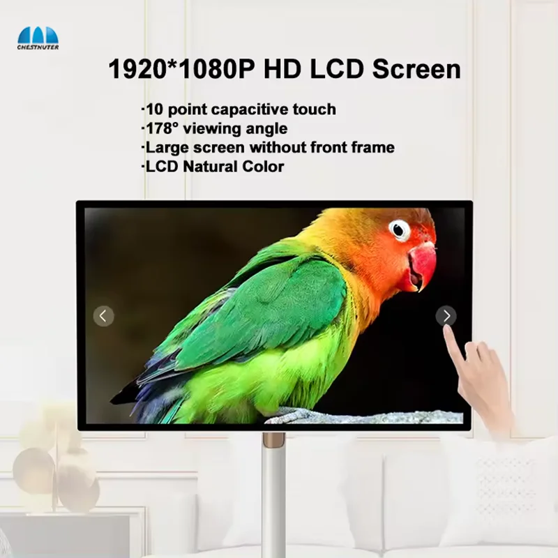 32 inci 4 + 64G berdiri oleh saya layar sentuh cerdas tv tampilan nirkabel android monitor LCD dengan built-in 5H daya tahan baterai dapat dipindah